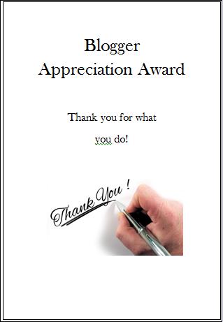 Blogger Apreciation Award- Bj